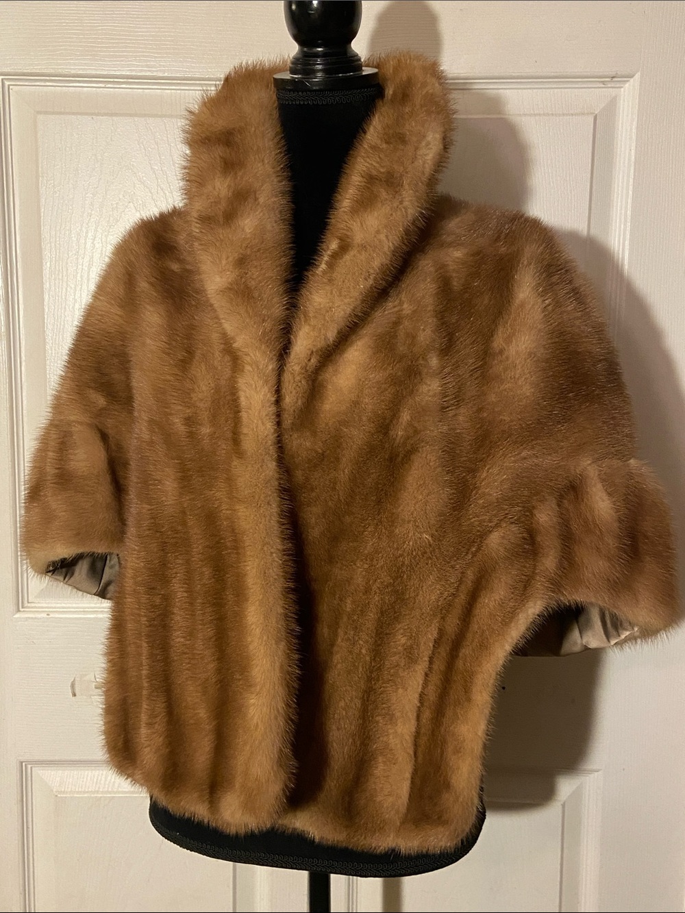 Evans Light Brown Mink Fur Vintage Opera Stole Evening Occasional S-М